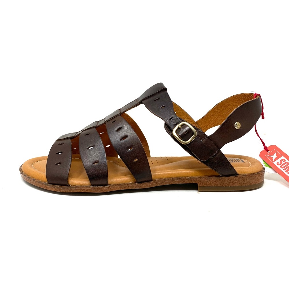 Pikolinos Algar Olmo Brown Leather Flat Sandals Size 42 New in Box
